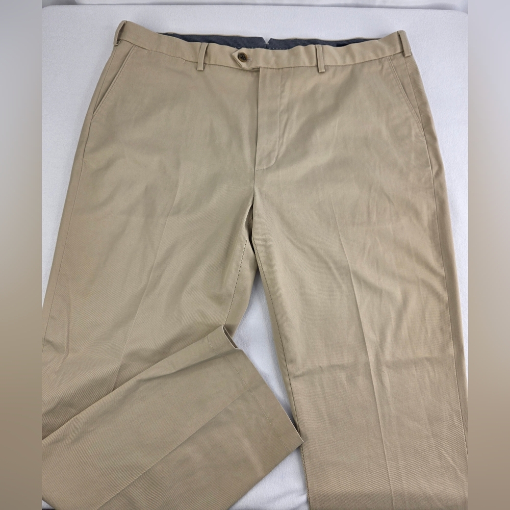 John W. Nordstrom Men's Tailored Straight Fit Pants Beige Chino 42x32 P-3350